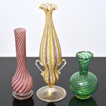 3 Murano Vases; Fratelli Toso (1), Attributed to Fratelli Toso (2)